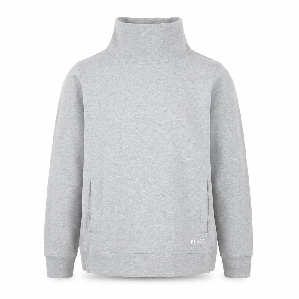 Front view of BLACC Men's Grey High Neck Pullover Sweatshirt Medium