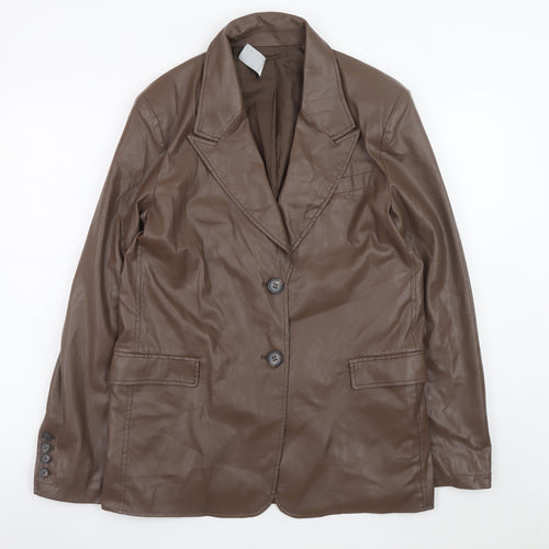 ASOS DESIGN Women’s Brown Faux Leather Blazer UK 10 Regular Fit