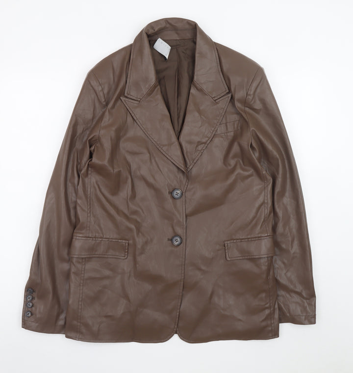 ASOS DESIGN Women’s Brown Faux Leather Blazer UK 10 Regular Fit