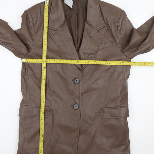 ASOS DESIGN Women’s Brown Faux Leather Blazer UK 10 Regular Fit