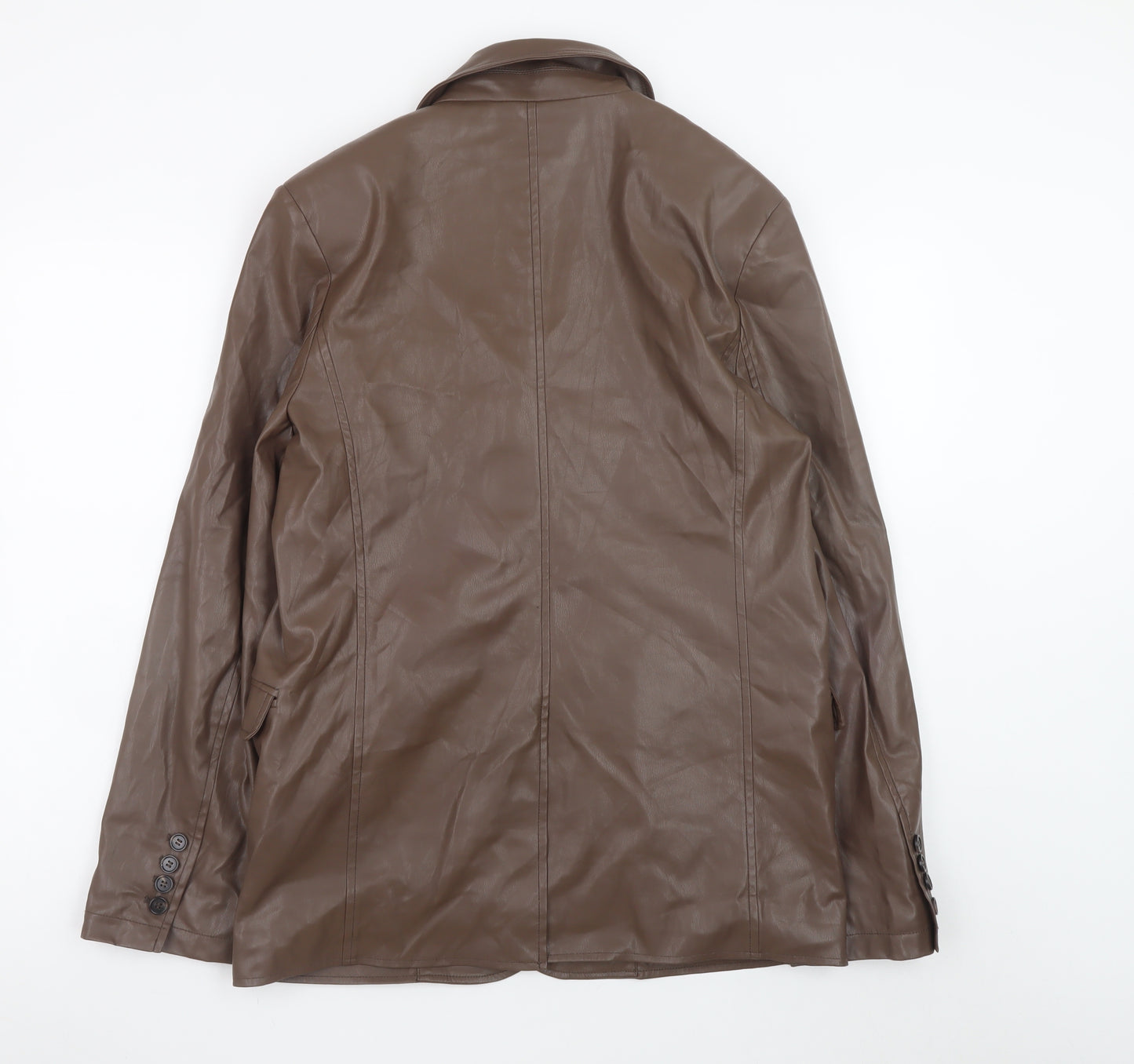 ASOS DESIGN Women’s Brown Faux Leather Blazer UK 10 Regular Fit