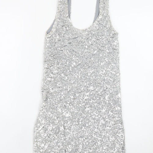 John Zack Women’s Silver Sequin Bodycon Dress Size 8 Partywear