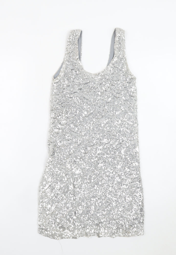John Zack Women’s Silver Sequin Bodycon Dress Size 8 Partywear