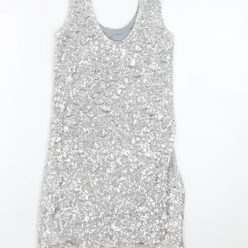 John Zack Women’s Silver Sequin Bodycon Dress Size 8 Partywear