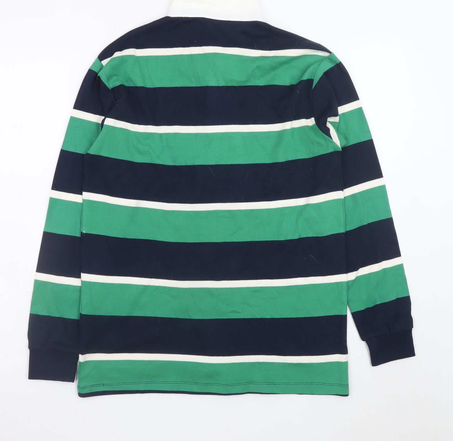Primark Boys Green & Navy Striped Long Sleeve Polo Rugby Shirt 13-14 Years