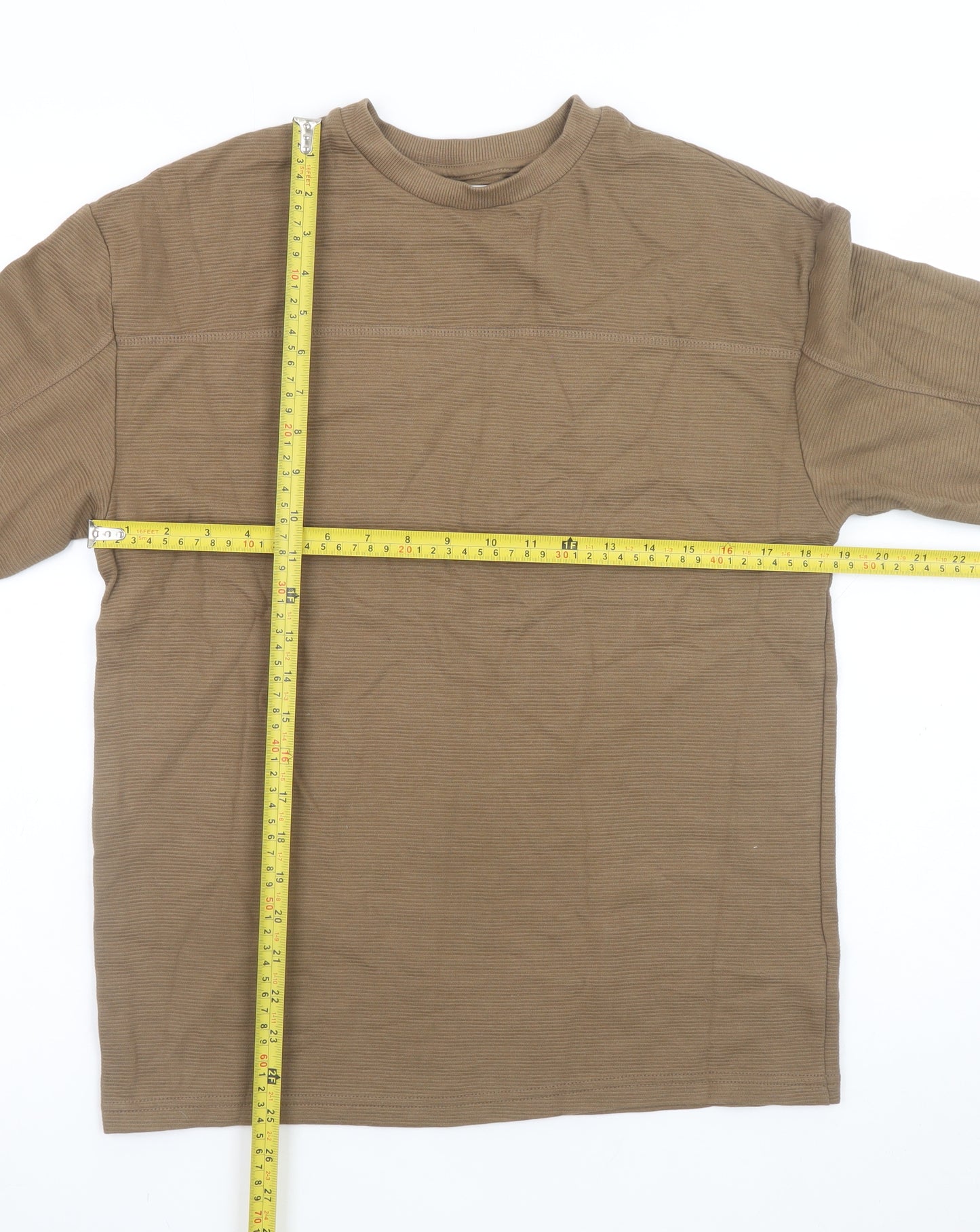 F&F Boys Brown Long Sleeve Cotton Crew Neck T-Shirt 12-13 Years