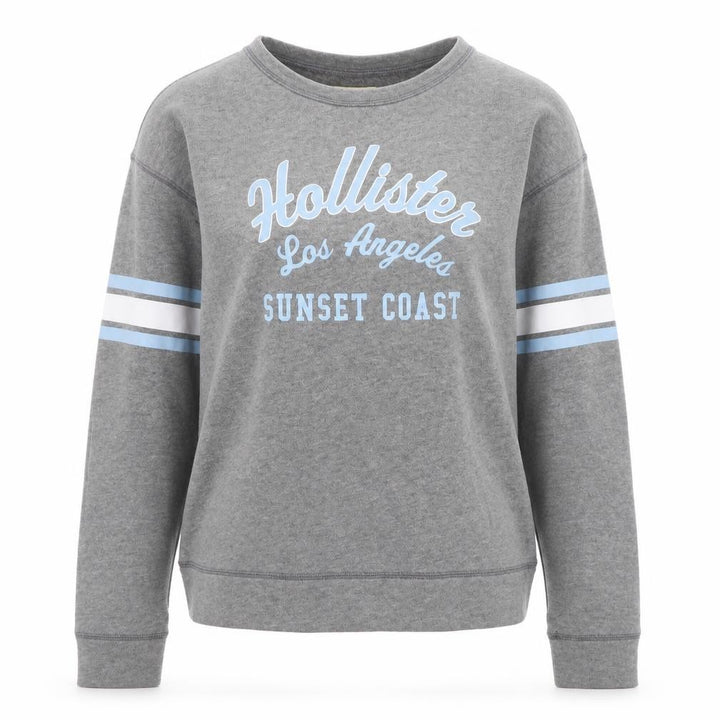 Hollister Women Grey Pullover Sweatshirt Small Los Angeles Print