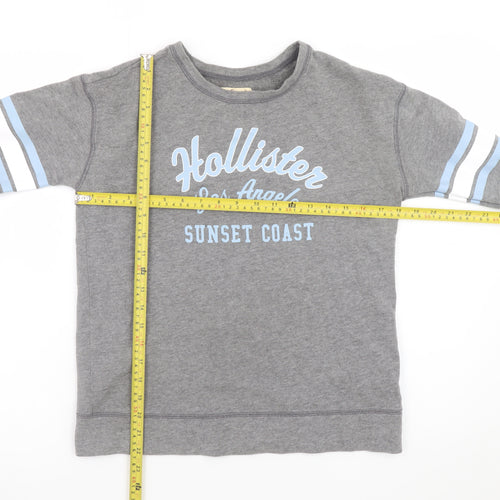 Hollister Women Grey Pullover Sweatshirt Small Los Angeles Print