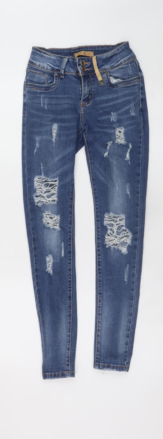 Hello Miss Women’s Blue Distressed Skinny Denim Jeans Size 8