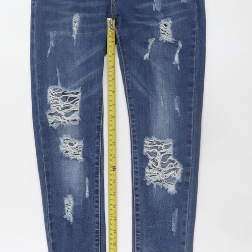 Hello Miss Women’s Blue Distressed Skinny Denim Jeans Size 8