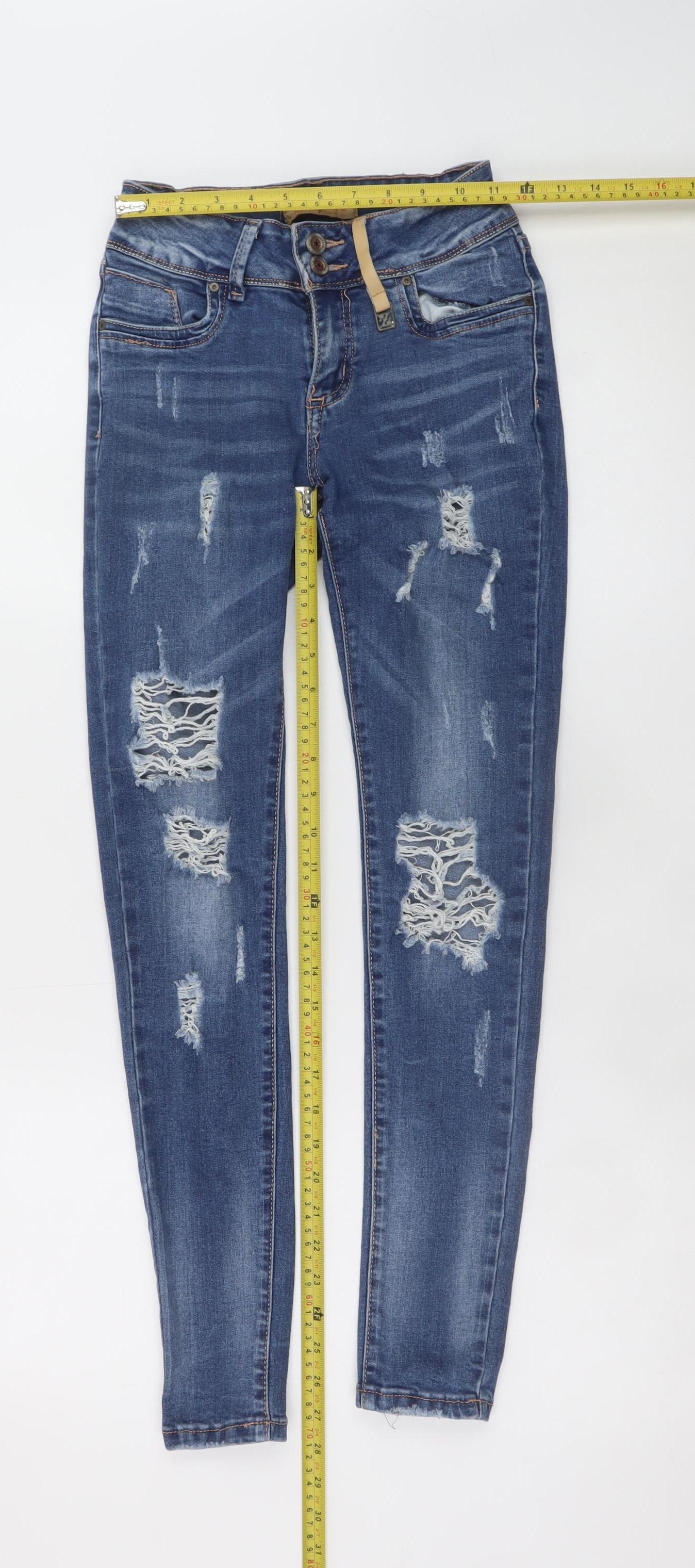 Hello Miss Women’s Blue Distressed Skinny Denim Jeans Size 8