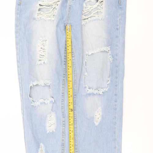 I Saw It First Womens Light Blue Distressed Mom Jeans UK 8