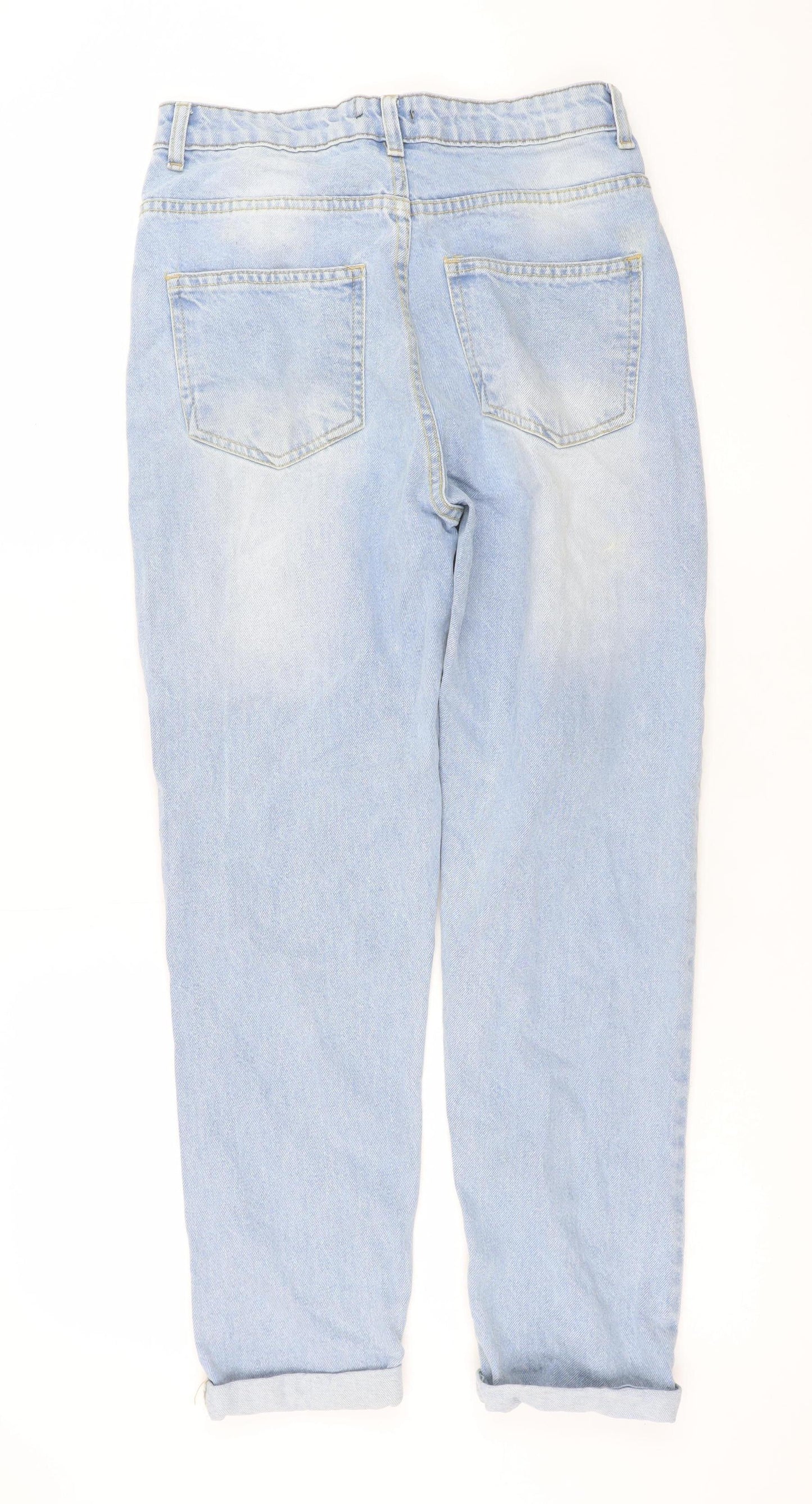 I Saw It First Womens Light Blue Distressed Mom Jeans UK 8
