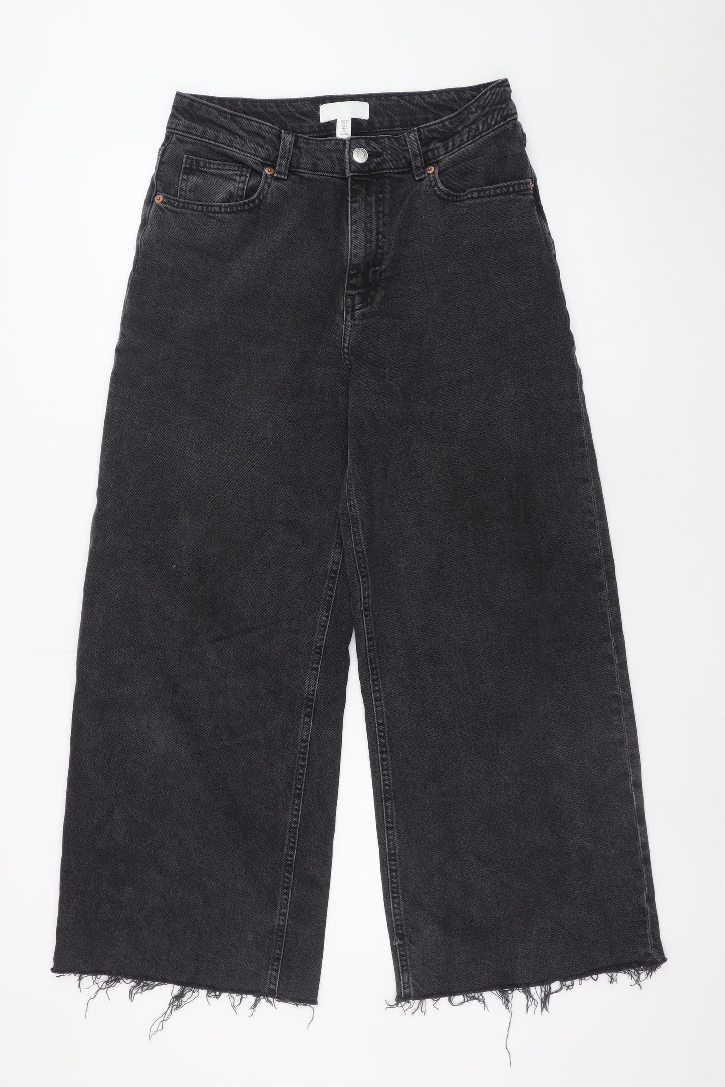 H&M Womens Black Wide-Leg High Rise Jeans Size 10 Cotton Denim