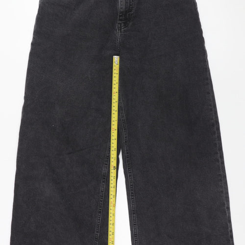 H&M Womens Black Wide-Leg High Rise Jeans Size 10 Cotton Denim