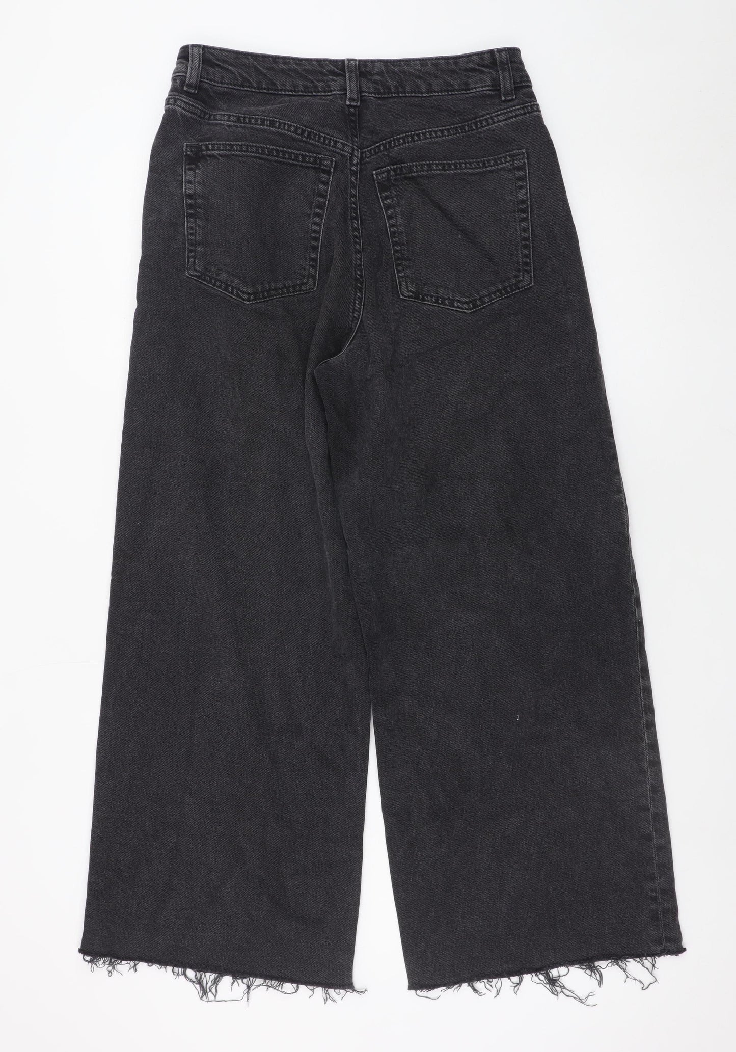 H&M Womens Black Wide-Leg High Rise Jeans Size 10 Cotton Denim