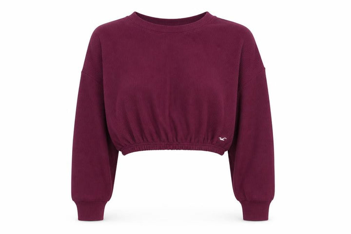 Hollister Women’s Purple Cropped Long Sleeve Crew Neck Top Size S