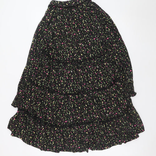 FatFace Women's Black Floral A-Line Ruffle Dress Size 8