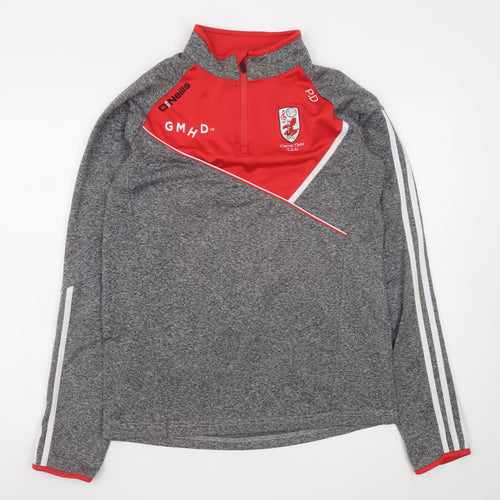 O'Neills Men's Grey Red 1/4 Zip Sports Sweatshirt Size S