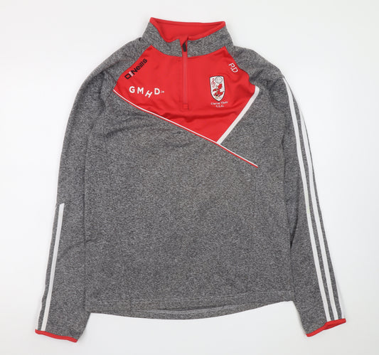 O'Neills Men's Grey Red 1/4 Zip Sports Sweatshirt Size S