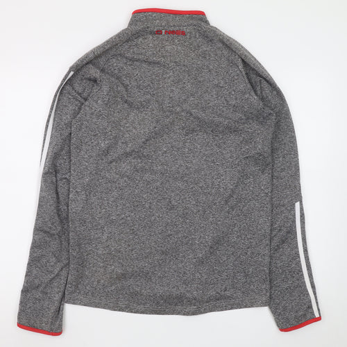 O'Neills Men's Grey Red 1/4 Zip Sports Sweatshirt Size S