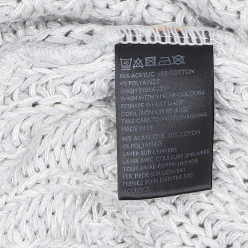 Women’s Grey Knit Open Cardigan S - Loose Fit Lightweight Jumper