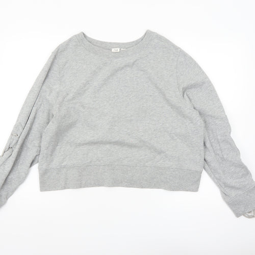 GAP Womens Grey Lace-Up Sleeve Pullover Sweatshirt Size L