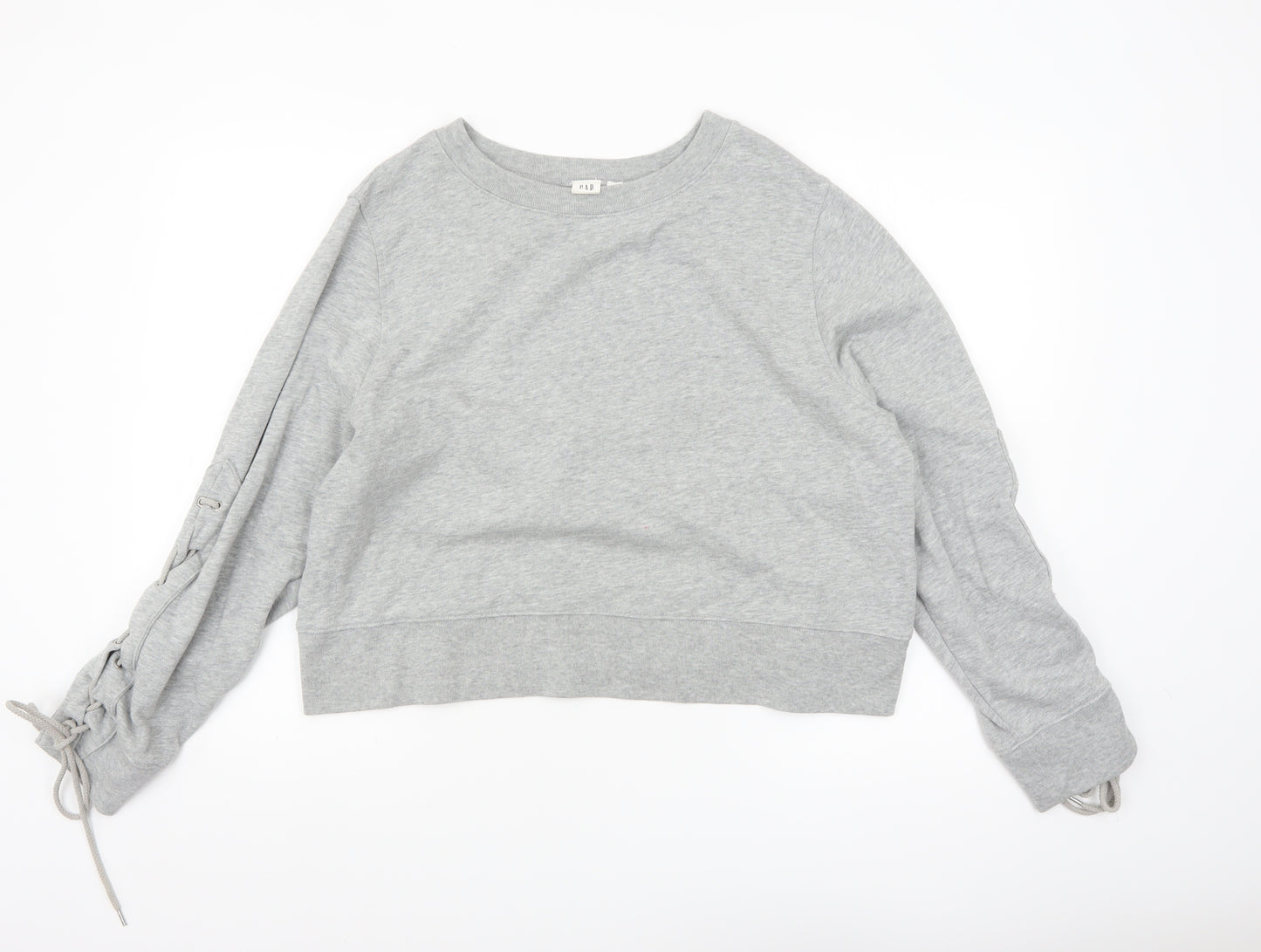GAP Womens Grey Lace-Up Sleeve Pullover Sweatshirt Size L