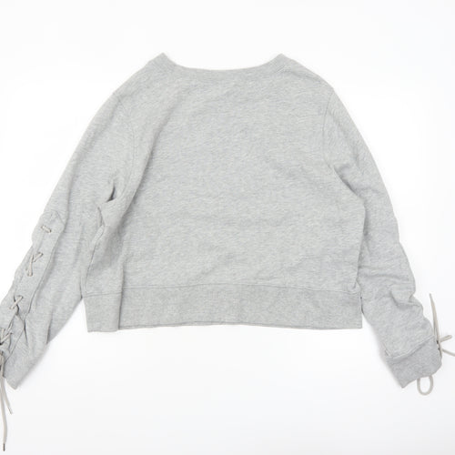GAP Womens Grey Lace-Up Sleeve Pullover Sweatshirt Size L