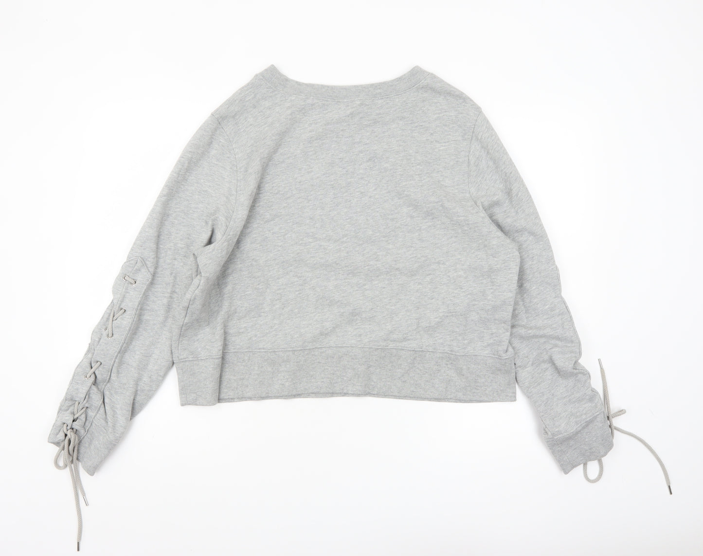 GAP Womens Grey Lace-Up Sleeve Pullover Sweatshirt Size L