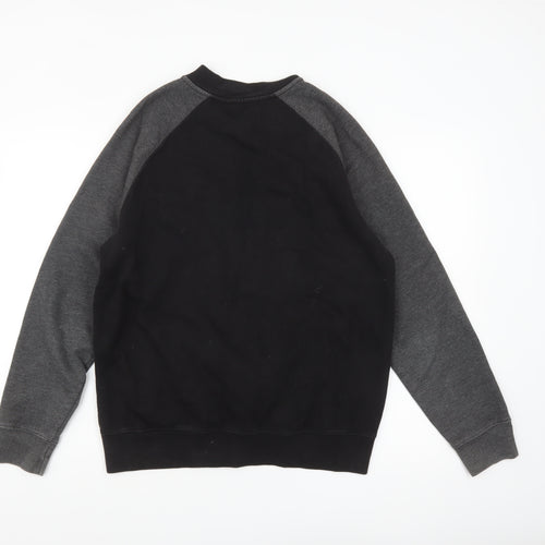 New Look Men Black Grey Bomber Jacket L Full Zip Cotton Blend