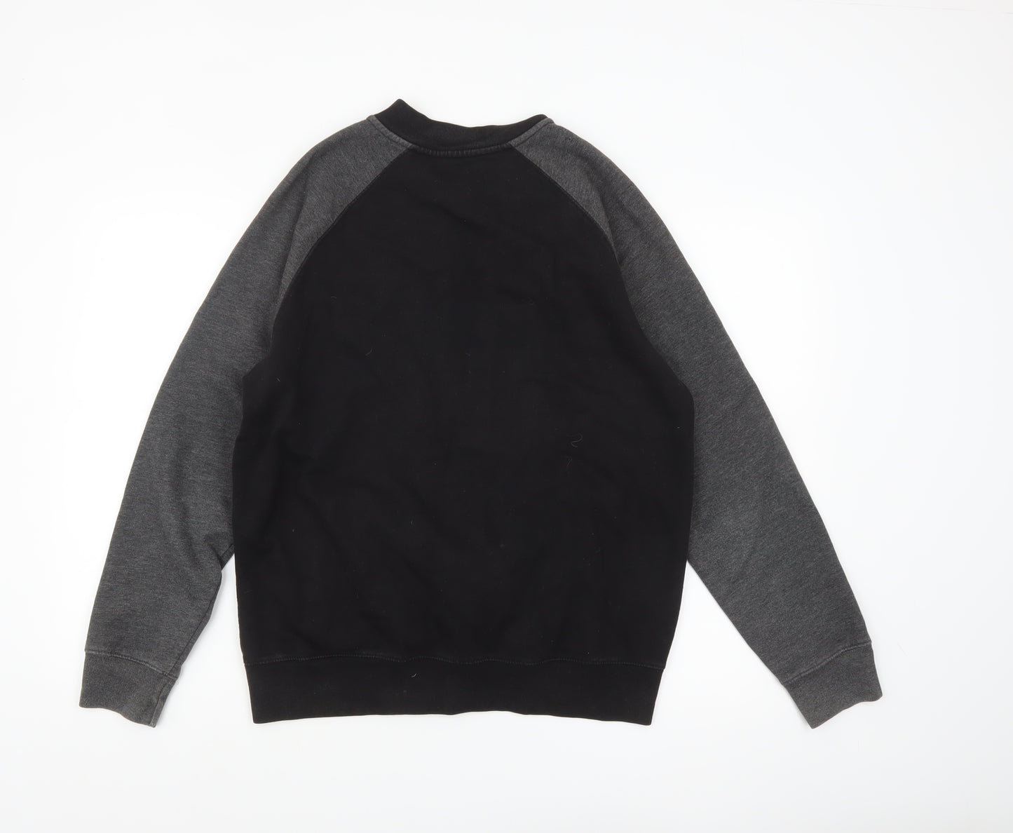 New Look Men Black Grey Bomber Jacket L Full Zip Cotton Blend