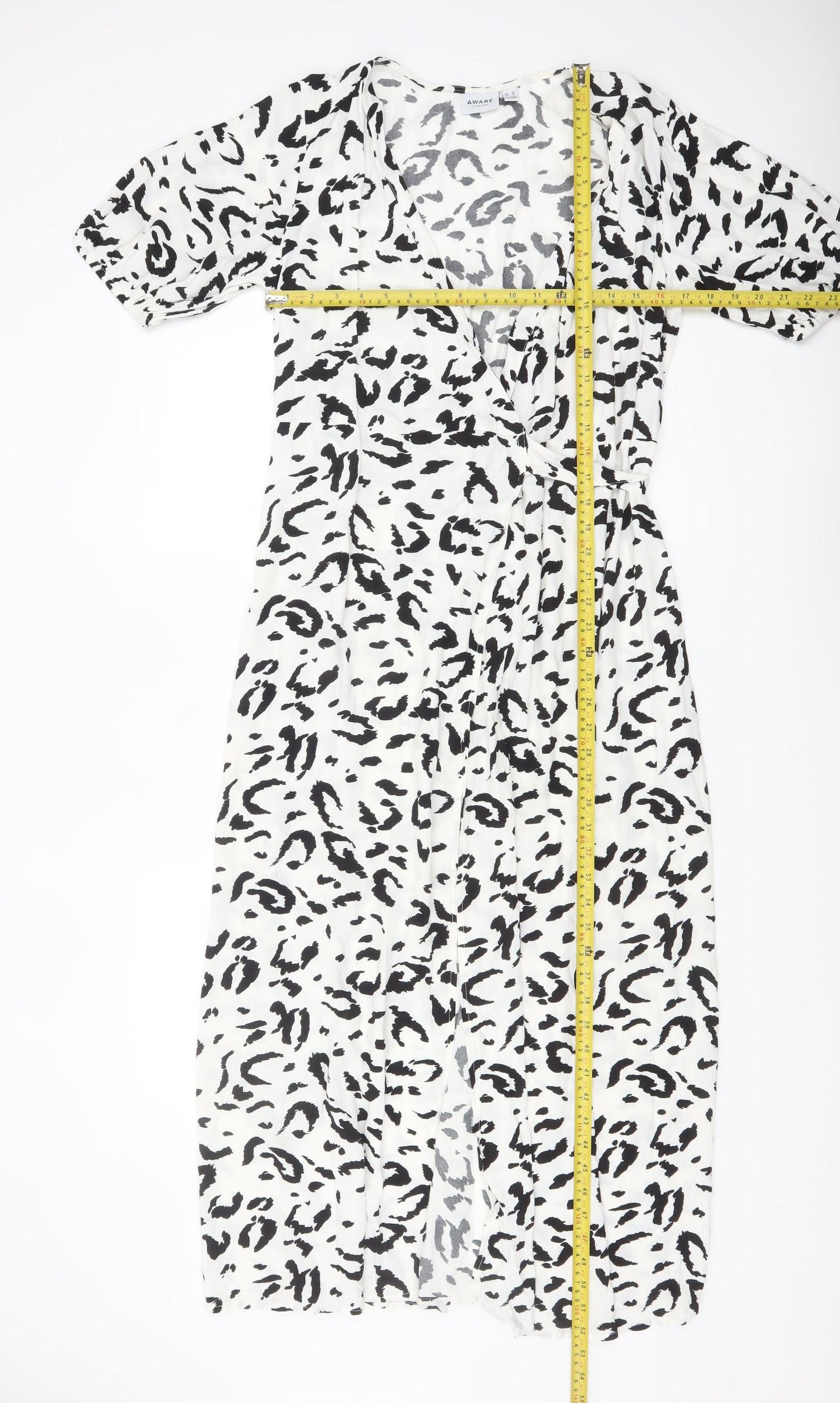 Vero Moda Women’s White Leopard Print Wrap Midi Dress Size M