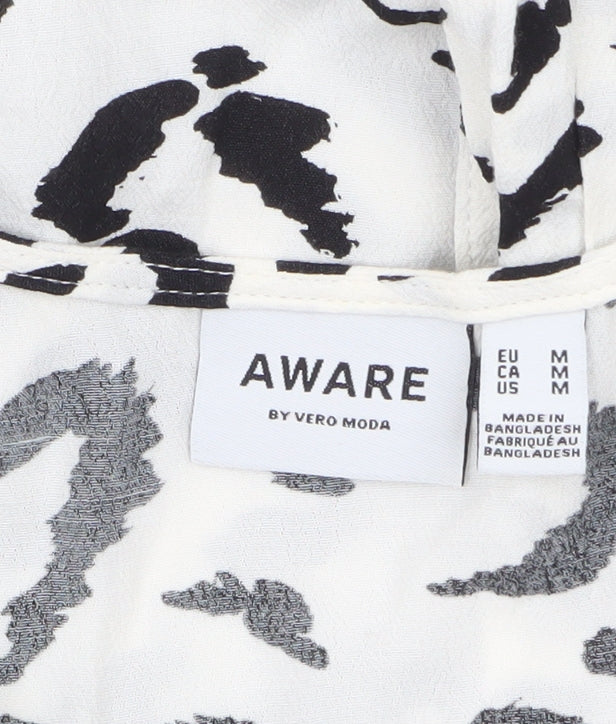 Vero Moda Women’s White Leopard Print Wrap Midi Dress Size M