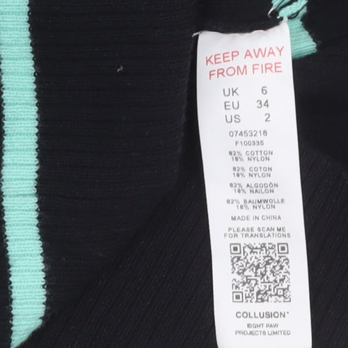 Collusion Women's Black Green Striped Collared Midi Shirt Dress Size 6