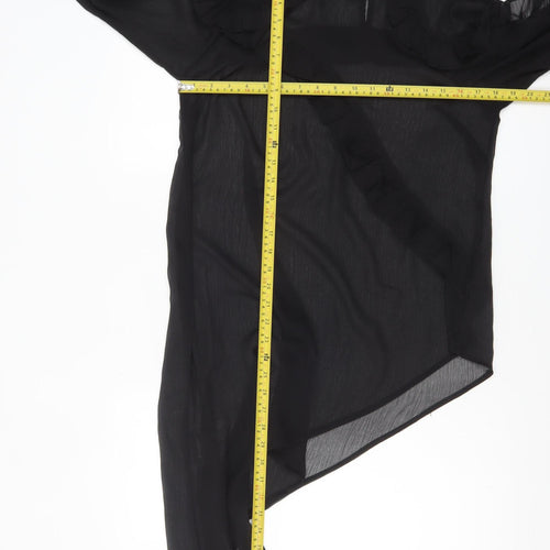 ASOS Women’s Black Ruffle Sheer Chiffon Wrap Blouse UK 12