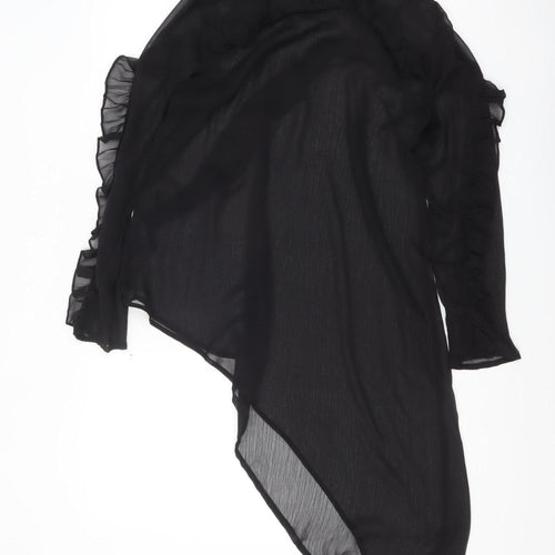 ASOS Women’s Black Ruffle Sheer Chiffon Wrap Blouse UK 12