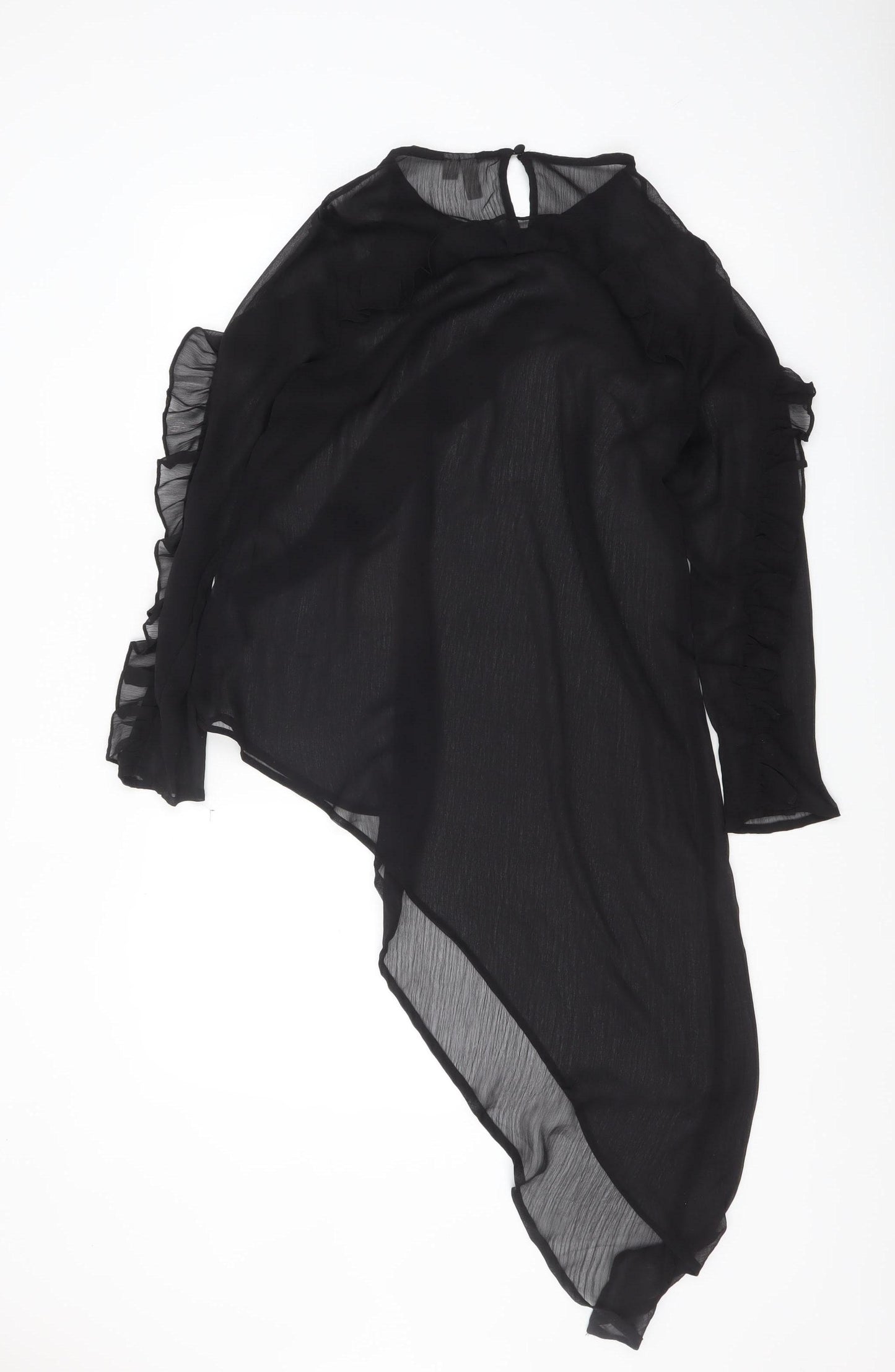 ASOS Women’s Black Ruffle Sheer Chiffon Wrap Blouse UK 12