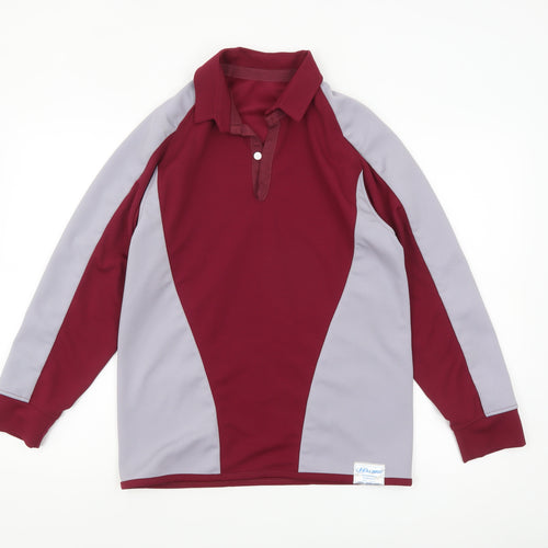 Halbro Men’s Red Grey Collared Henley Performance Sweatshirt Size S