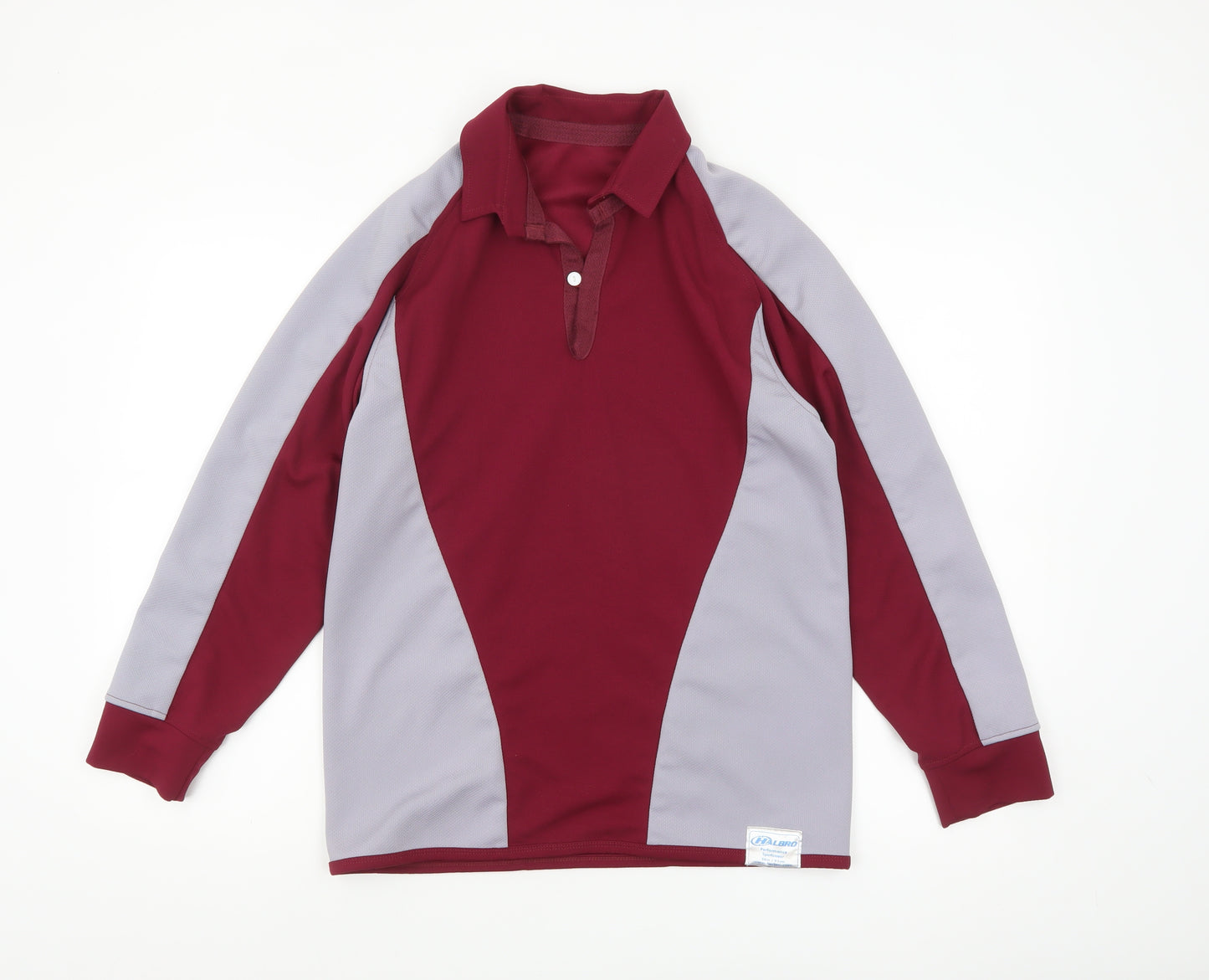 Halbro Men’s Red Grey Collared Henley Performance Sweatshirt Size S