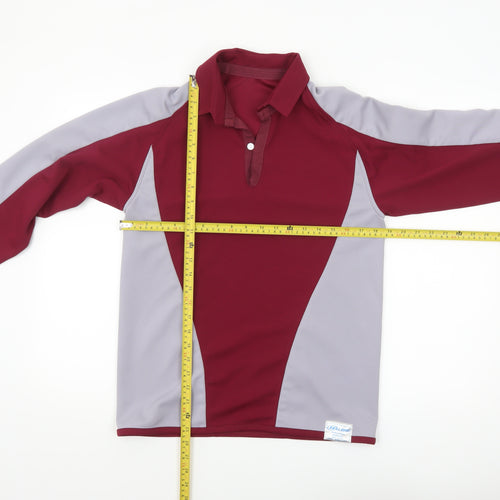 Halbro Men’s Red Grey Collared Henley Performance Sweatshirt Size S