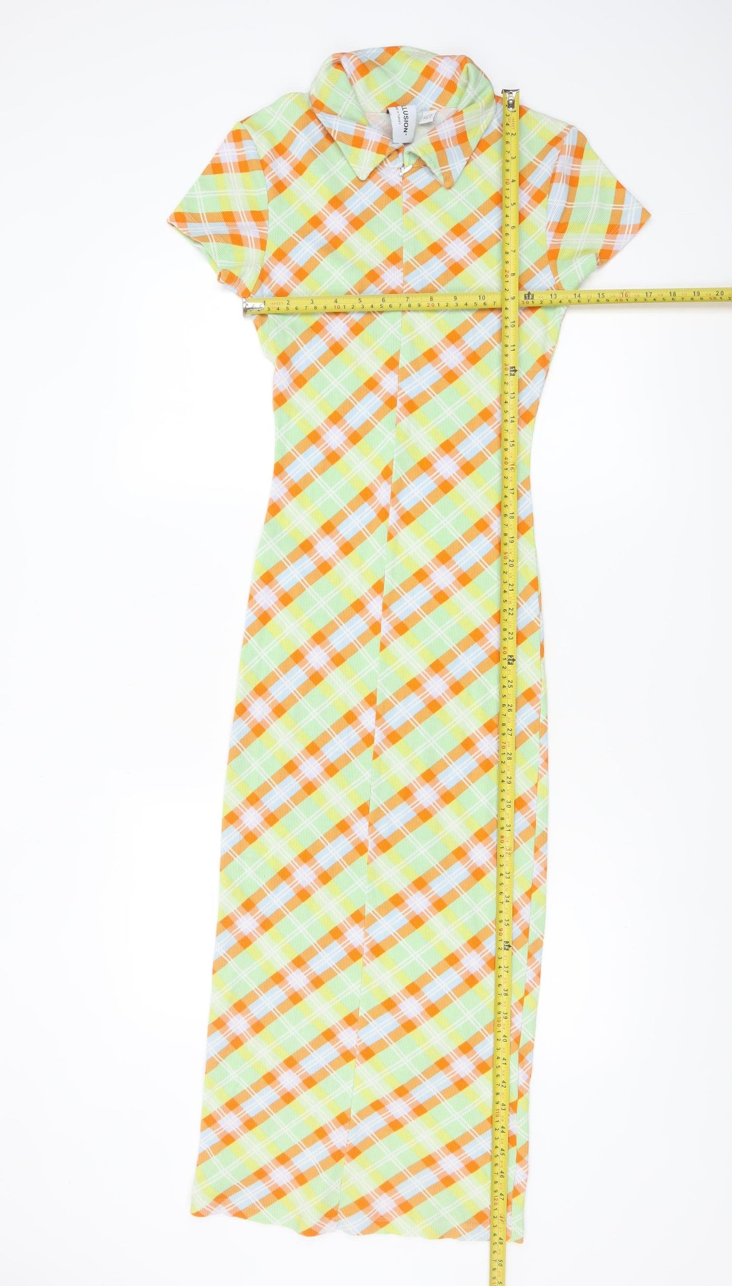 Collusion Women’s Multicoloured Check Midi Shirt Dress UK 10