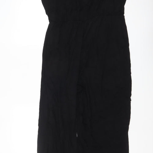 Boohoo Women Black Viscose Jumpsuit Size 24 Wide-Leg Plus Fit