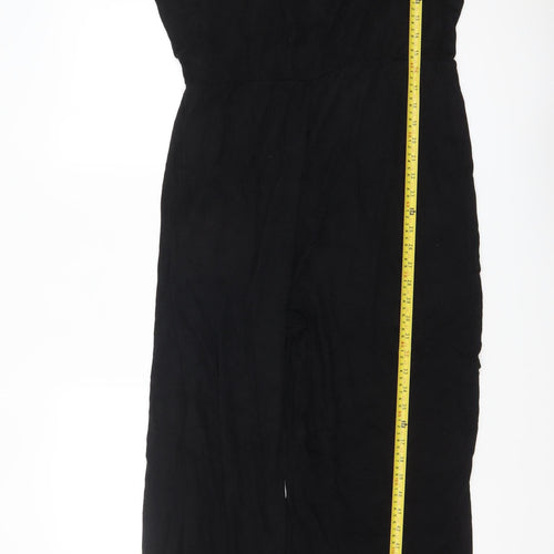 Boohoo Women Black Viscose Jumpsuit Size 24 Wide-Leg Plus Fit