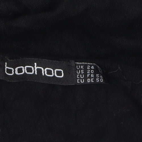 Boohoo Women Black Viscose Jumpsuit Size 24 Wide-Leg Plus Fit