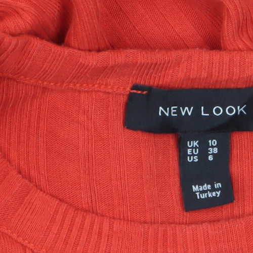 New Look Women Orange Size 10 Sleeveless Ribbed Midi Tank Dress