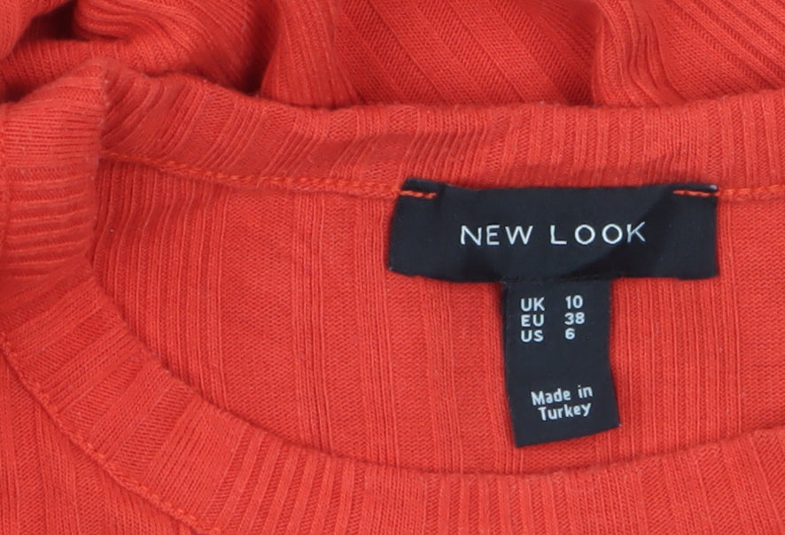 New Look Women Orange Size 10 Sleeveless Ribbed Midi Tank Dress