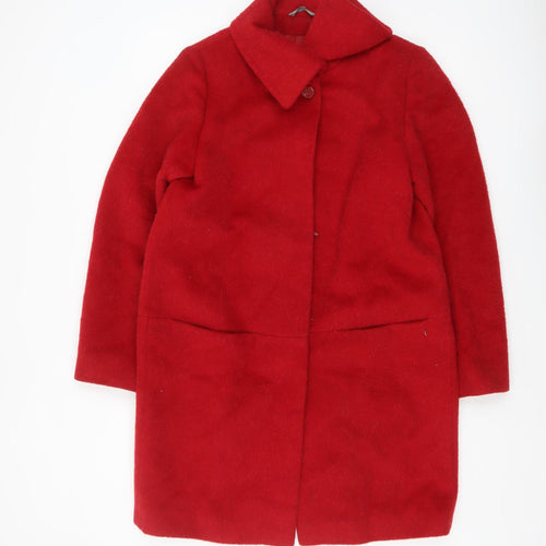 Marks and Spencer Women's Red Wool Alpaca Blend Mid-Length Coat UK 12