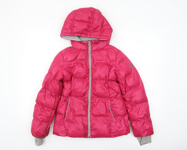 Michael Kors Women’s Pink Puffer Hooded Jacket Size 10 Winter Warm
