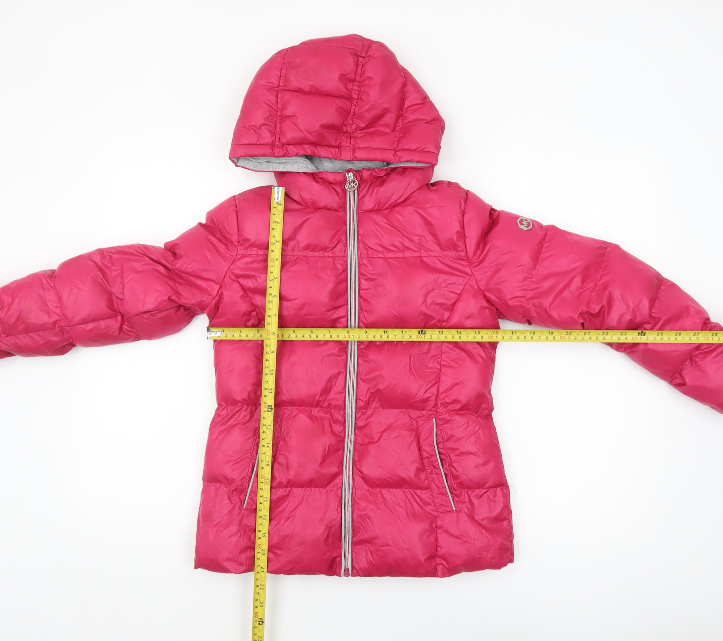 Michael Kors Women’s Pink Puffer Hooded Jacket Size 10 Winter Warm